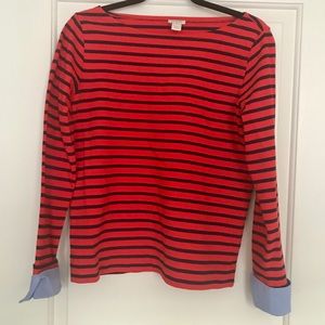 J. Crew Factory Mixed-Media Boatneck Top